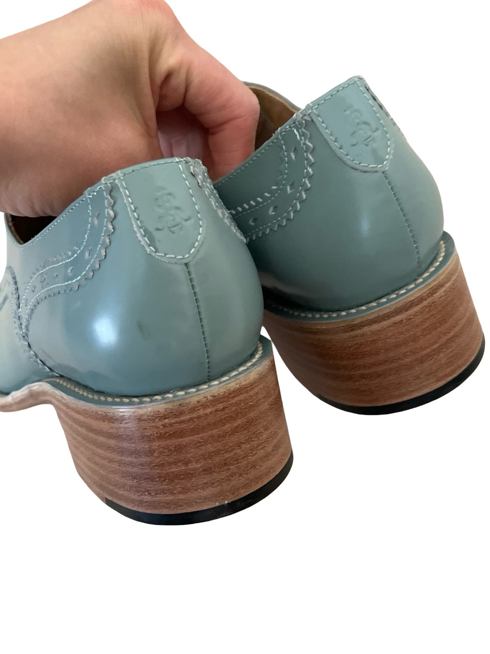 The Office of Angela Scott Ms Arzner Laceless Brogue Leather Heeled Shoes EU 40 - Picture 6 of 11